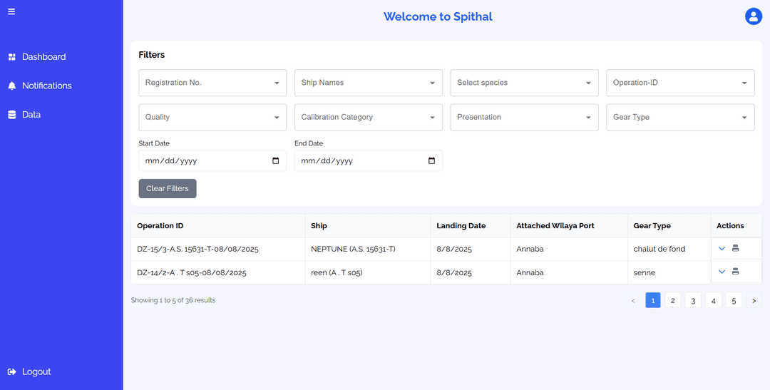 SIPTHAL - Information System for Fisheries Traceability - freelance project